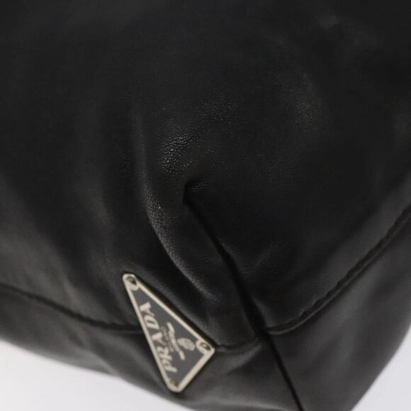 PRADA Hand Bag Leather Black Silver Auth sw622 - Picture 2 of 16